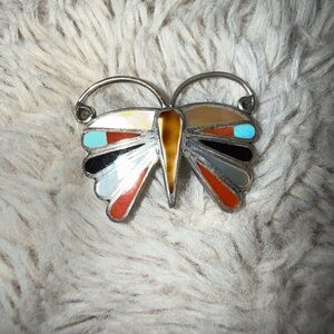 Zuni Butterfly Pin / Pendant by E. Edaakie, Circa 1940s, Excellent Preloved Cond